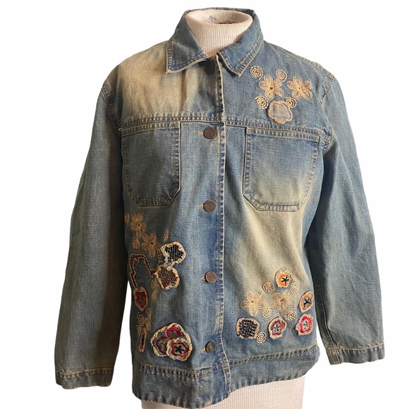 chicos embellished denim jacket